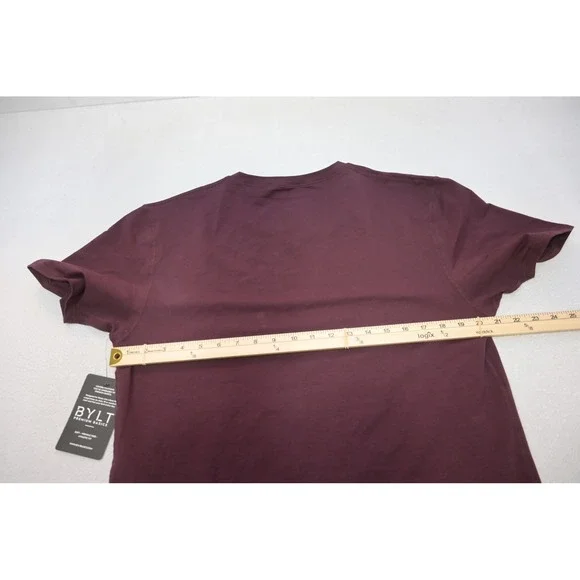 BYLT Drop Cut V-Neck T-Shirt Mens Large Maroon Athletic Fit performance NEW - Picture 12 of 13